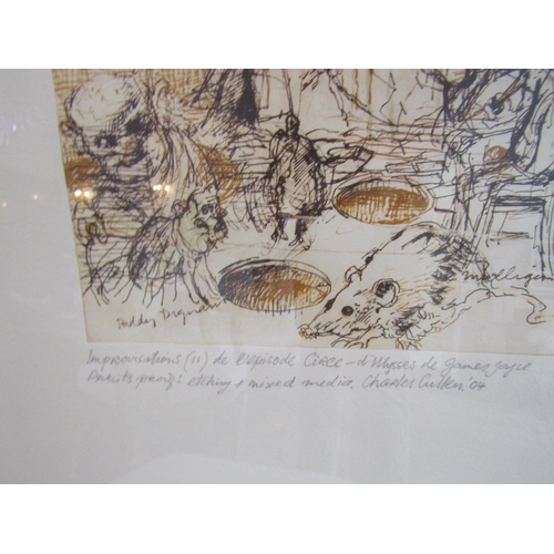 761 - Charlie Cullen Scene from Ulysses by James Joyce Artist Proof Engraving and Mixed Media Signed and D... 