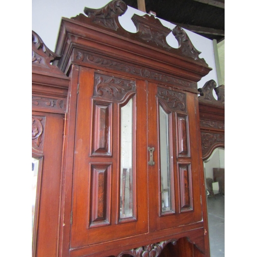 774 - Walnut and Mahogany Two Door Victorian Wardrobe of Imposing Size with Integral Drawers Centre Sectio... 