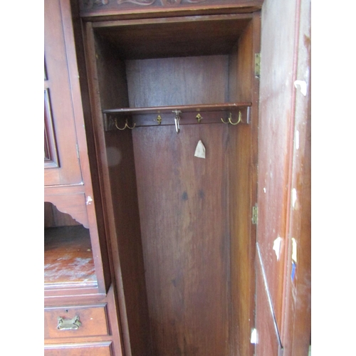 774 - Walnut and Mahogany Two Door Victorian Wardrobe of Imposing Size with Integral Drawers Centre Sectio... 