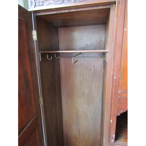 774 - Walnut and Mahogany Two Door Victorian Wardrobe of Imposing Size with Integral Drawers Centre Sectio... 