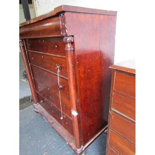 777 - Large Figured Mahogany William IV Chest of Drawers Approximately 5ft 6 Inches High x 50 Inches Wide