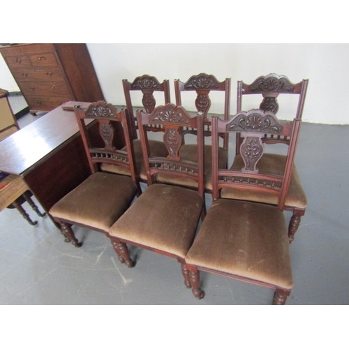 780 - Set of Six Edwardian Chairs Upholstered Seats Above Turn Supports