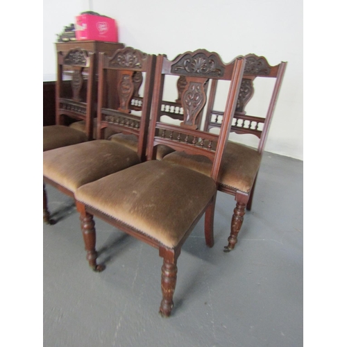 780 - Set of Six Edwardian Chairs Upholstered Seats Above Turn Supports