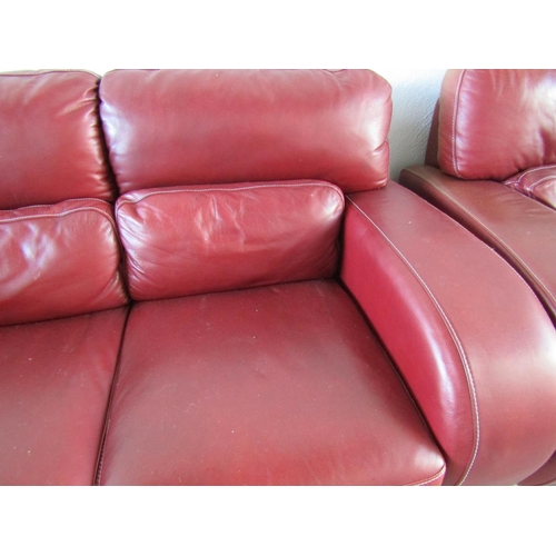 787 - Matching Modern Designer Burgundy Leather Generous Form Two Seater Settee Approximately 6ft Wide