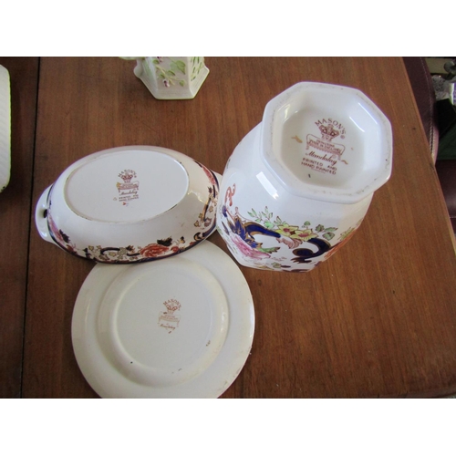 792 - Three Masons Ironstone Mandalay Pattern Belleek Jug and Another Porcelain Piece Five in Lot