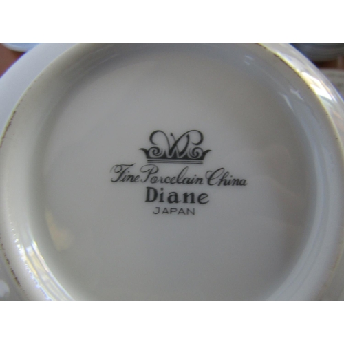 794 - Diane Fine Porcelain China Part Dinner Service Including Green Serving Dishes, etc Quantity as Photo... 