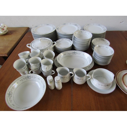 794 - Diane Fine Porcelain China Part Dinner Service Including Green Serving Dishes, etc Quantity as Photo... 