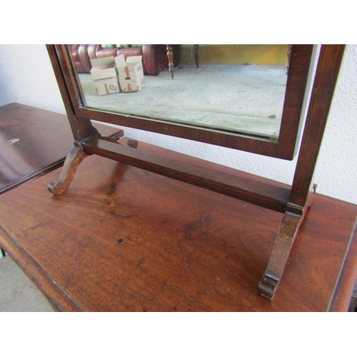 799 - Edwardian Mahogany Framed Dressing Table Mirror with Carved Finial  Decoration Approximately 16 Inch... 