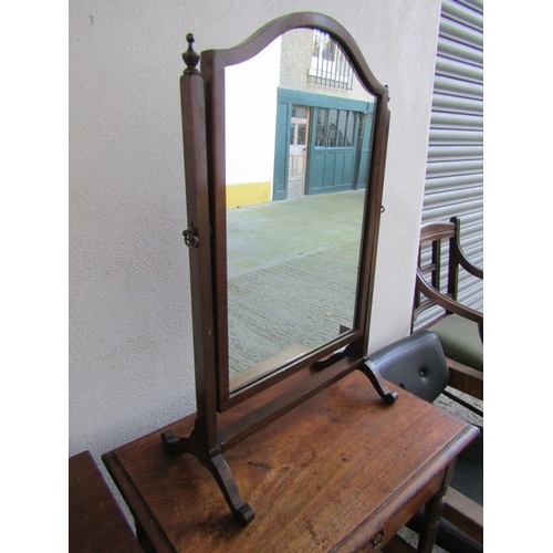 799 - Edwardian Mahogany Framed Dressing Table Mirror with Carved Finial  Decoration Approximately 16 Inch... 