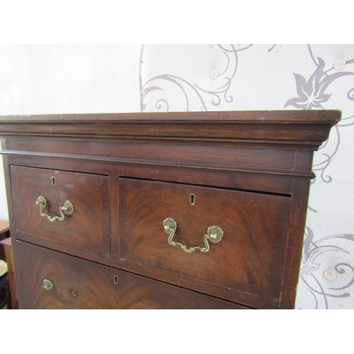 804 - Mahogany Tall Chest of Two Short and Five Long Drawers with Pull-out Writing Slide Approximately 30 ... 