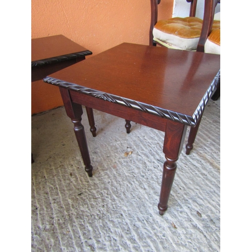 812 - Pair of Mahogany Square Form Occasional Tables or Lamp Tables Each Approximately 14 Inches Square