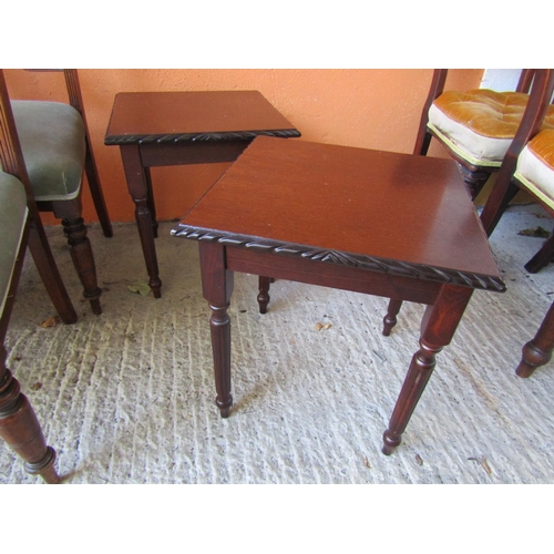 812 - Pair of Mahogany Square Form Occasional Tables or Lamp Tables Each Approximately 14 Inches Square