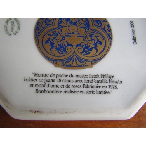 815 - Patek Philippe Fine Porcelain Box Depicting Watch Gilded Decoration Approximately 4 Inches Square Go... 