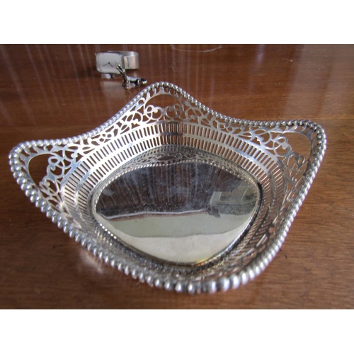 817 - Silver Bon Bon Dish Approximately Antique Approximately 4 Inches Square