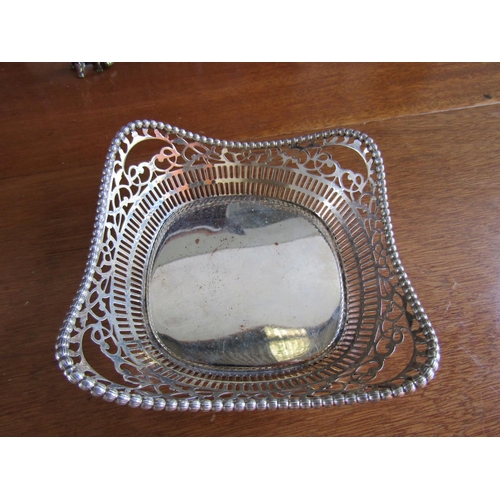 817 - Silver Bon Bon Dish Approximately Antique Approximately 4 Inches Square