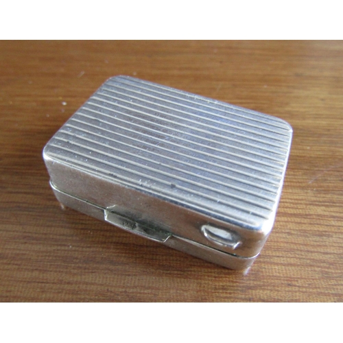 818 - Silver Ribbed Form Pill Box Hinged Cover Antique Approximately 2 Inches Wide