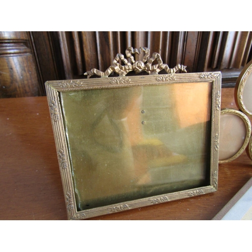 823 - Collection of Various Old Ormolu Photograph Frames along with an Engraving of Bonaparte Four Pieces ... 