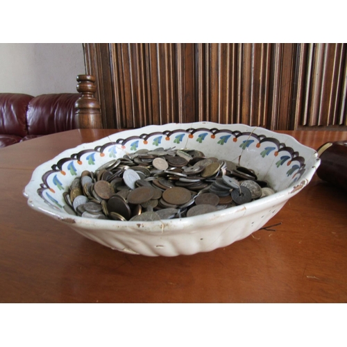 825 - Large Collection of Various of Continental Coins Contained Within 18th Century Delph Bowl Quantity a... 