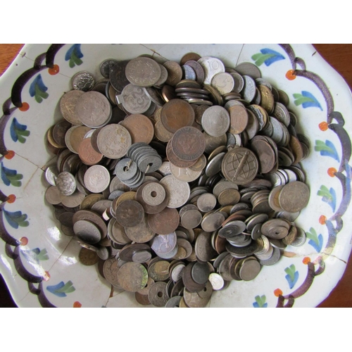 825 - Large Collection of Various of Continental Coins Contained Within 18th Century Delph Bowl Quantity a... 