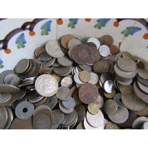 825 - Large Collection of Various of Continental Coins Contained Within 18th Century Delph Bowl Quantity a... 