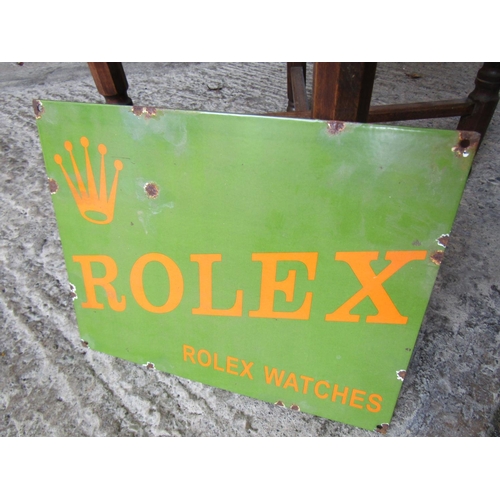 828 - Rolex Enamel Jewellery Shop Advertising Sign Approximately 11 Inches Wide x 9 Inches High