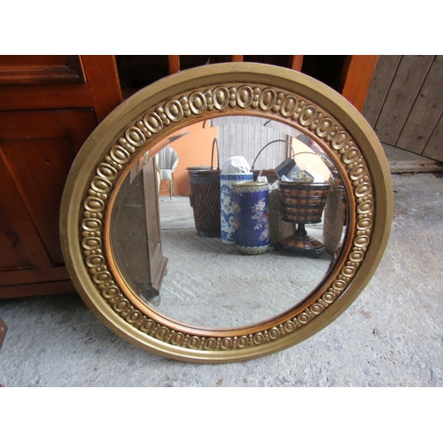 830 - Circular Form Gilded Wall Mirror Approximately 28 Inches Diameter