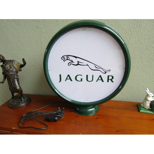 832 - Jaguar Circular Form Globe Table Light Pedestal Base Electrified Working Order Approximately 18 Inch... 