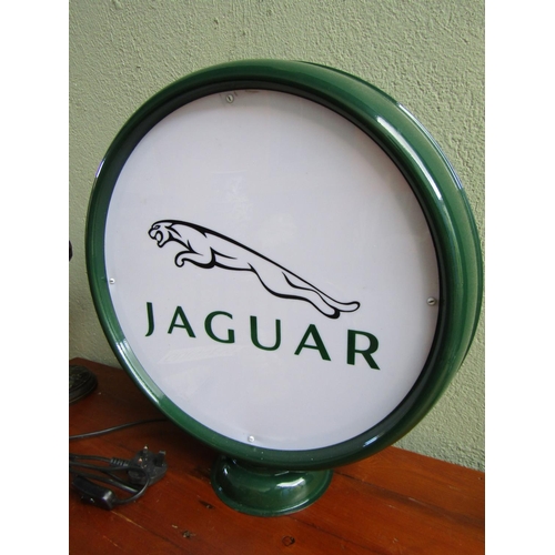 832 - Jaguar Circular Form Globe Table Light Pedestal Base Electrified Working Order Approximately 18 Inch... 