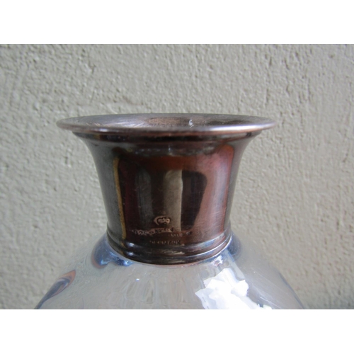 835 - Silver Collar Set Decanter Original Stopper Edwardian Approximately 11 Inches High