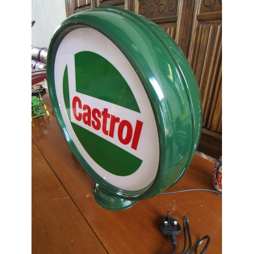 844 - Castrol Motor Oil Globe Form Table Lamp Pedestal Base Electrified Working Order Approximately 18 Inc... 