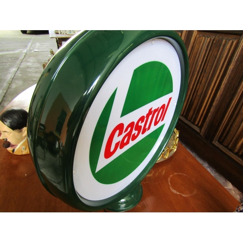 844 - Castrol Motor Oil Globe Form Table Lamp Pedestal Base Electrified Working Order Approximately 18 Inc... 