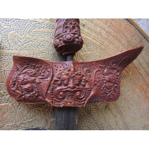 853 - Old Indonesian Kris With Scabbard Finely Carved Sword Approximately 22 Inches Long