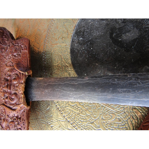 853 - Old Indonesian Kris With Scabbard Finely Carved Sword Approximately 22 Inches Long