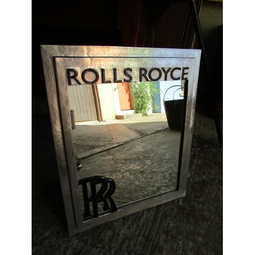 855 - Rolls-Royce Wall Mirror Chrome Plated with Insignia Approximately 24 Inches High x 20 Inches Wide