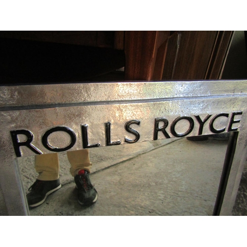 855 - Rolls-Royce Wall Mirror Chrome Plated with Insignia Approximately 24 Inches High x 20 Inches Wide