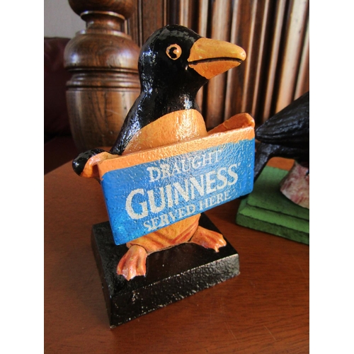 866 - Guinness Toucan Book Rests Cast Metal and Guinness Bar Counter Advertising Figure of Penguin Also Ca... 