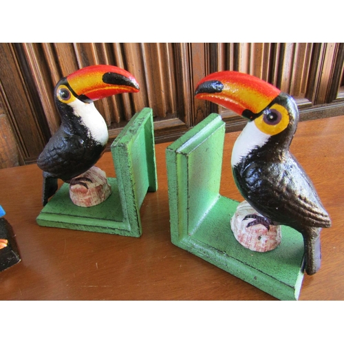 866 - Guinness Toucan Book Rests Cast Metal and Guinness Bar Counter Advertising Figure of Penguin Also Ca... 