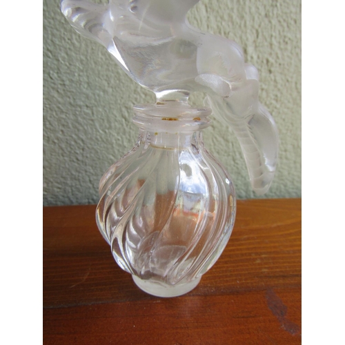 879 - Lalique Perfume Bottle with Avian Motif Decorated Stopper Approximately 9 cm High