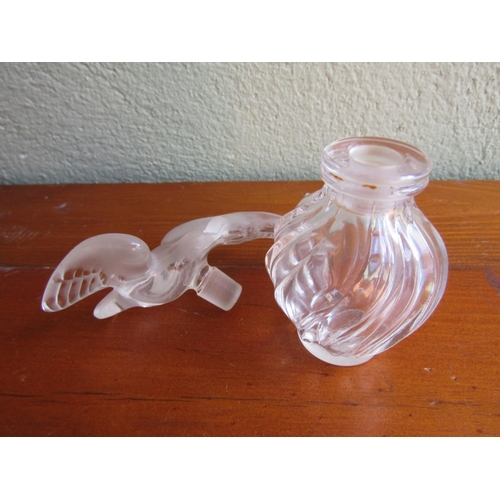 879 - Lalique Perfume Bottle with Avian Motif Decorated Stopper Approximately 9 cm High