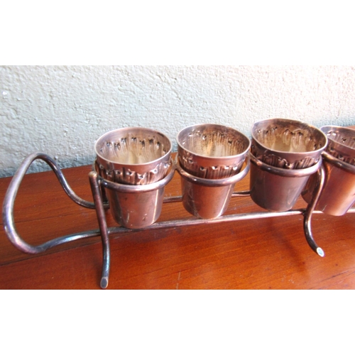 882 - Set of Six Silver Vodka Tots with Table Rest Approximately 10 Inches Wide