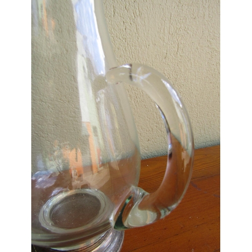 883 - Serving Jug Crystal Naturalistic Form with Silver Mounted Pedestal Base Jug Approximately 11 Inches ... 