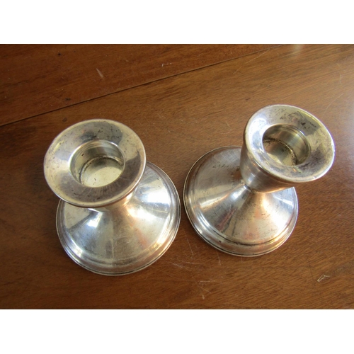 896 - Pair of Silver Candle Rests Pedestal Form Each Approximately 4 Inches High