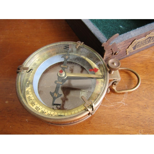 910 - Maritime Compass Contained Within Glazed Inset Top Square Form Carry Box