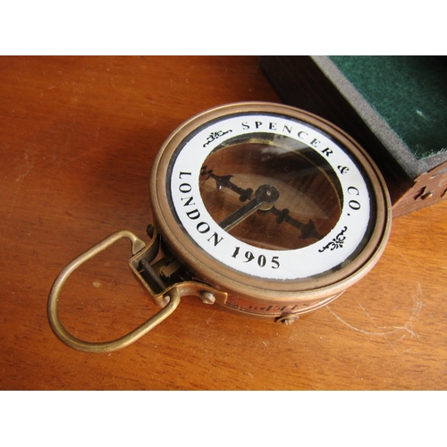 910 - Maritime Compass Contained Within Glazed Inset Top Square Form Carry Box