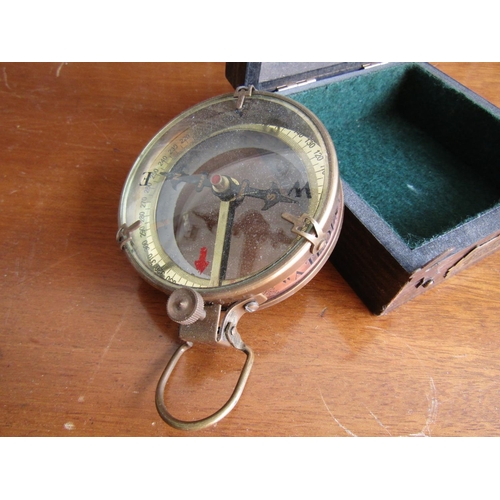 910 - Maritime Compass Contained Within Glazed Inset Top Square Form Carry Box