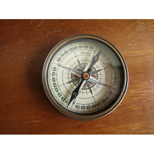 911 - Ships Compass with Calendar Mechanized Cover Bronze Approximately 8 cm Diameter