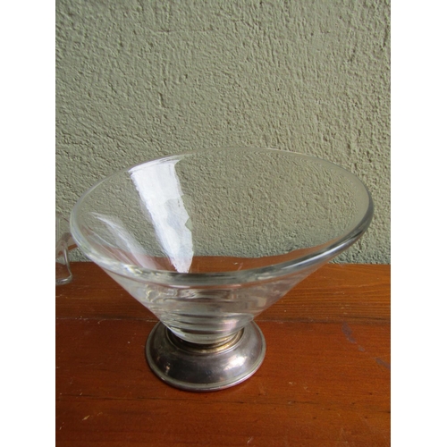 917 - Two Silver Mounted Vintage Crystal Dishes Pedestal Form Largest Approximately 6 Inches Wide x 4 Inch... 