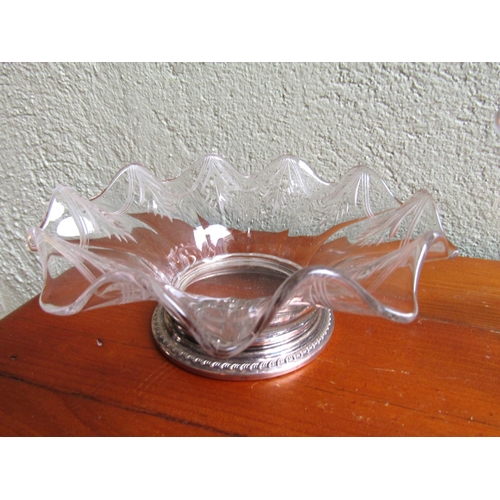 917 - Two Silver Mounted Vintage Crystal Dishes Pedestal Form Largest Approximately 6 Inches Wide x 4 Inch... 