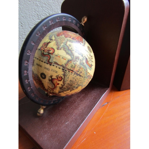 918 - Pair of Globe Form Book Ends Each Approximately 5 Inches High