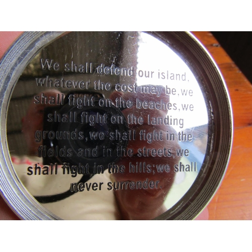 930 - Winston Churchill Commemorative Compass 'We Shall Defend our Island Whatever the Cost Maybe We Shall... 